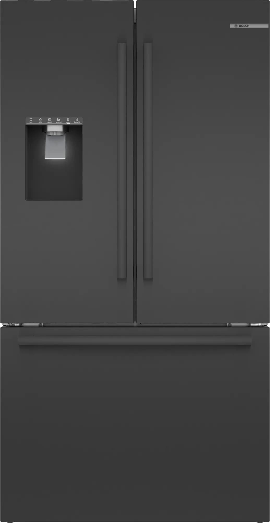 Bosch 35.625 Inch 26 cu. ft French Door Refrigerator in Black Stainless B36FD50SNB