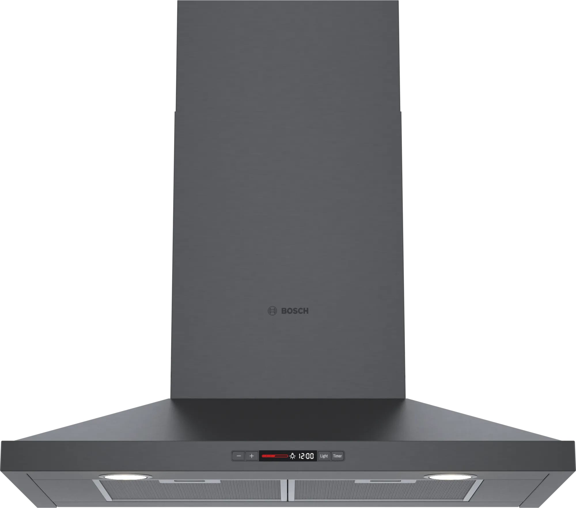 Bosch 30 Inch 600 CFM Wall Mount and Chimney Range Vent in Black Stainless Open Box HCP80641UC