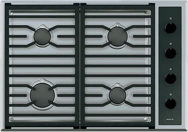 Wolf - 30 inch wide Gas Cooktop in Stainless - CG304T/S/LP