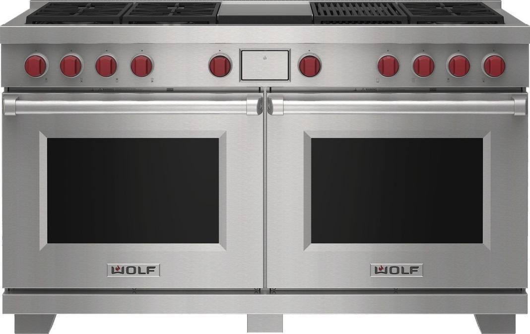 Wolf - 9 cu. ft  Dual Fuel Range in Stainless - DF60650CG/S/P/LP