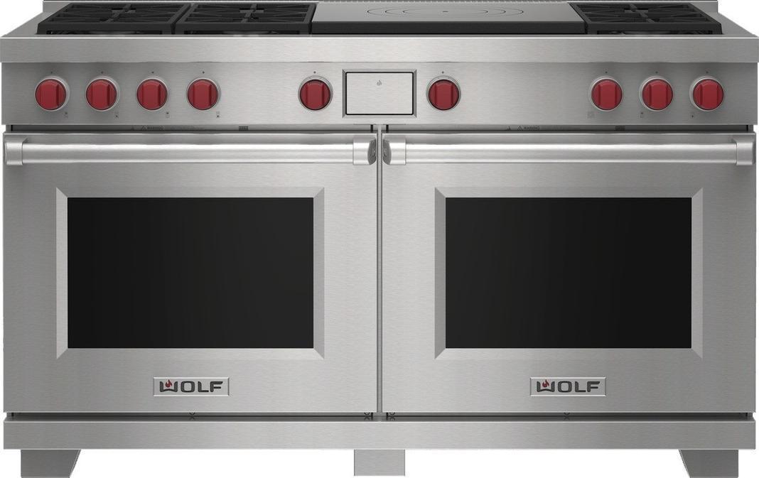 Wolf - 9 cu. ft  Dual Fuel Range in Stainless - DF60650F/S/P/LP