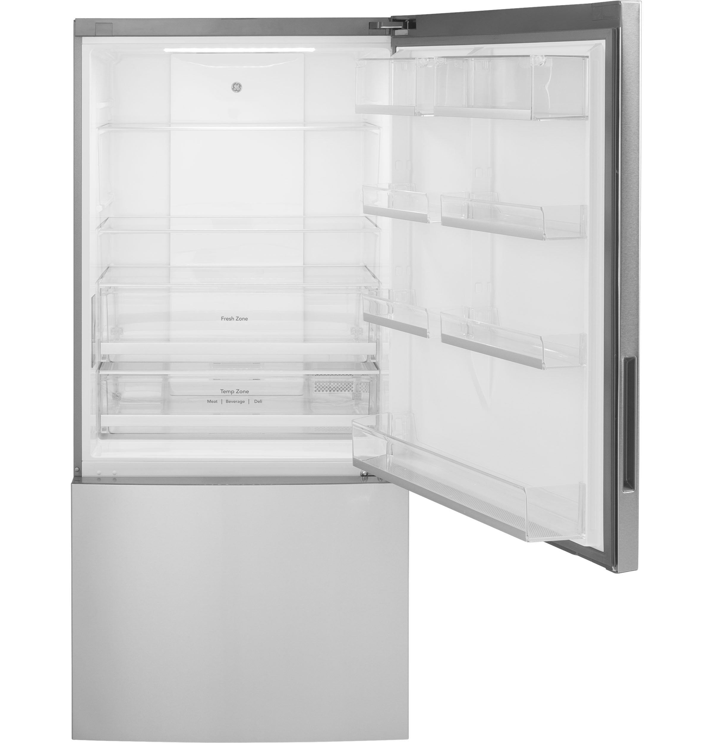 GE - 31.1 Inch 17.7 cu. ft Bottom Mount Refrigerator in Stainless - GBE17HYRFS