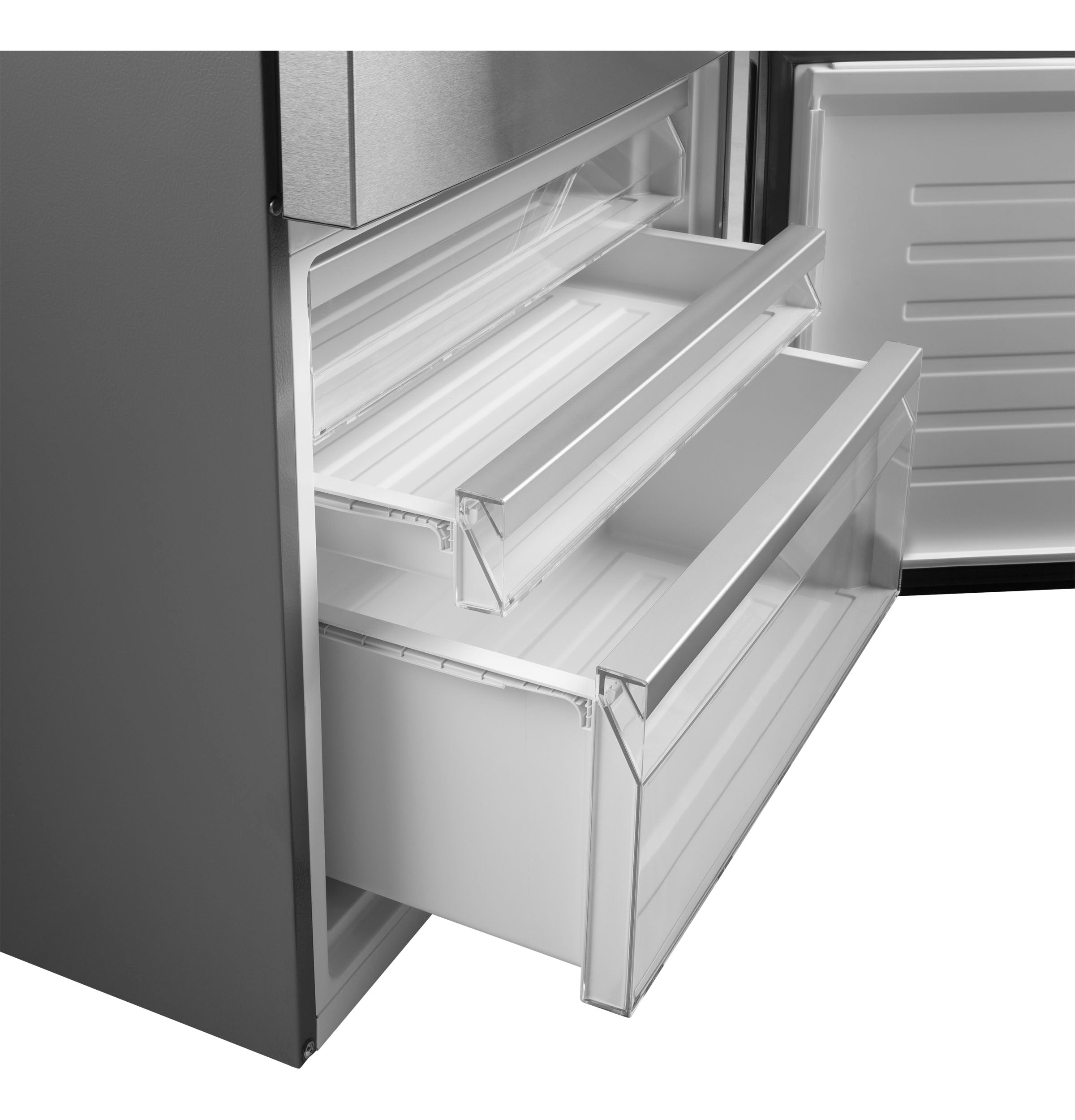 GE - 31.1 Inch 17.7 cu. ft Bottom Mount Refrigerator in Stainless - GBE17HYRFS