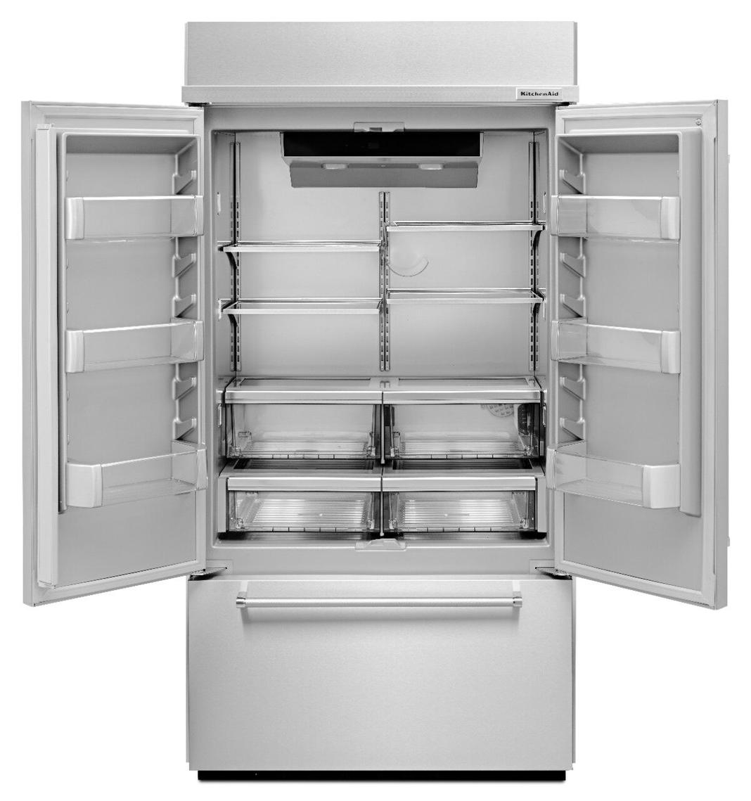 KitchenAid - 42.3 Inch 24.2 cu. ft French Door Refrigerator in Stainless (Open Box) - KBFN502ESS