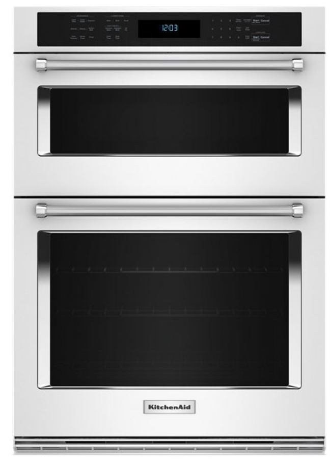 KitchenAid - 6.4 cu. ft Combination Wall Oven in White - KOEC530PWH