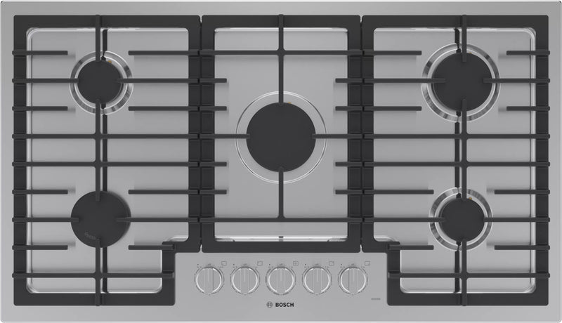 Bosch 37 inch wide Gas Cooktop in Stainless NGM5658UC