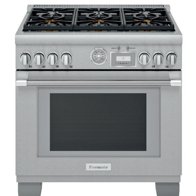 Thermador - 5.7 cu. ft  Dual Fuel Range in Stainless (Premium Floor Model) - PRD366WGC