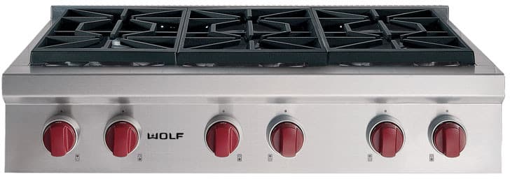 Wolf - 35.875 inch wide Gas Cooktop in Stainless - SRT366