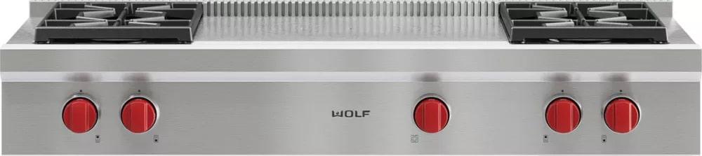 Wolf - 47.875 inch wide Gas Cooktop in Stainless - SRT484F