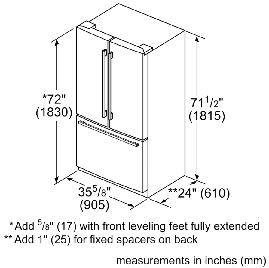 Thermador - 36 Inch 20.8 cu. ft Bottom Mount Refrigerator in Stainless - T36FT810NS