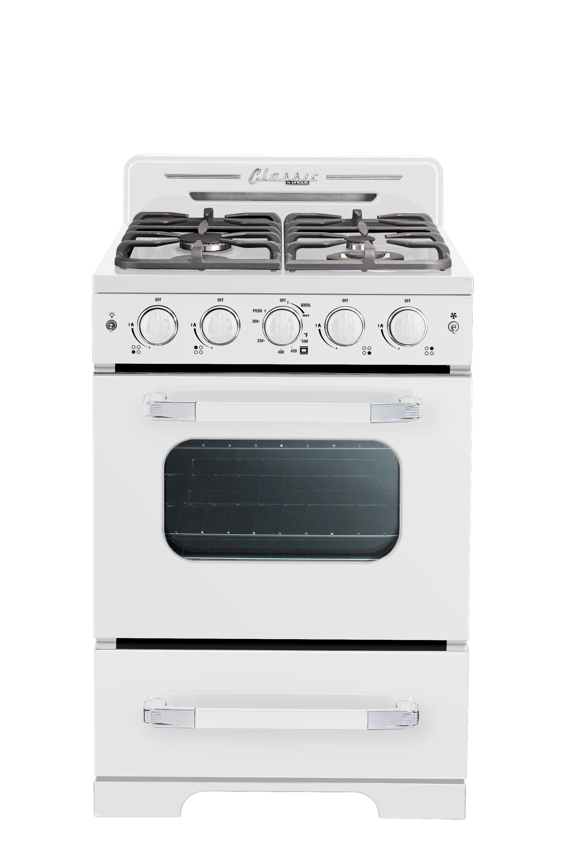 Unique Appliances - 2.9 cu. ft  Gas Range in Marshmallow White - UGP-24CR W