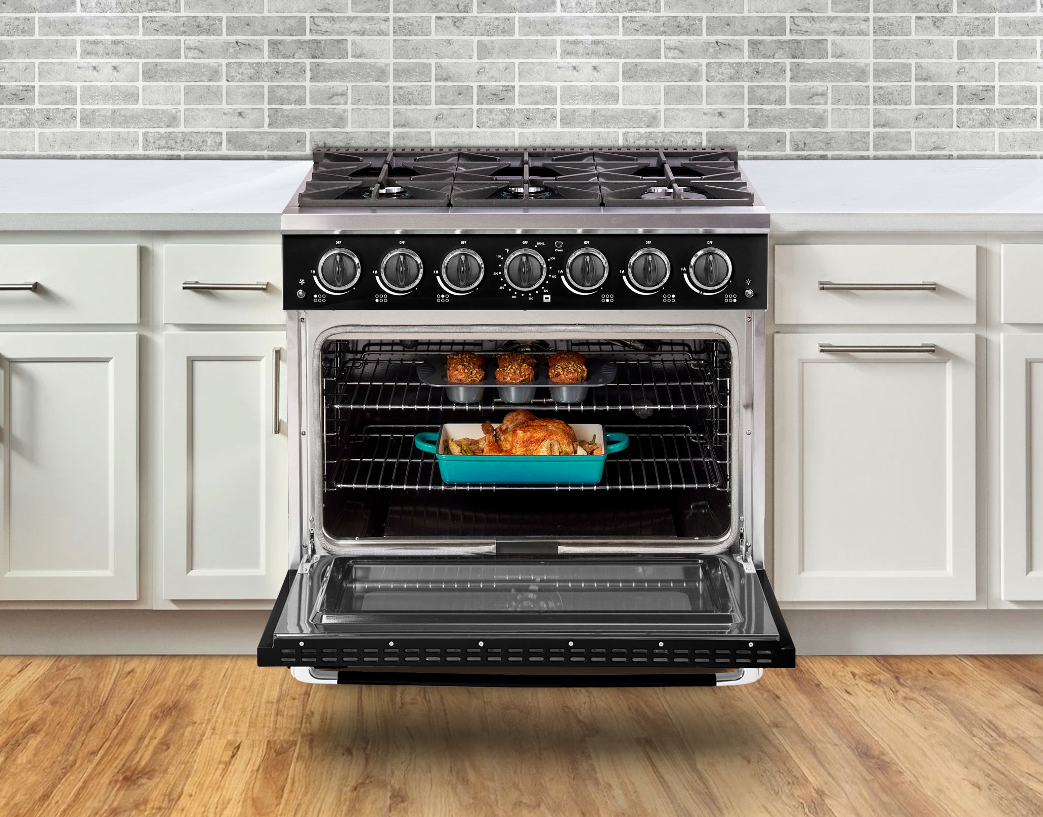 Unique Appliances - 5.2 cu. ft  Gas Range in Midnight Black - UGP-36CR B