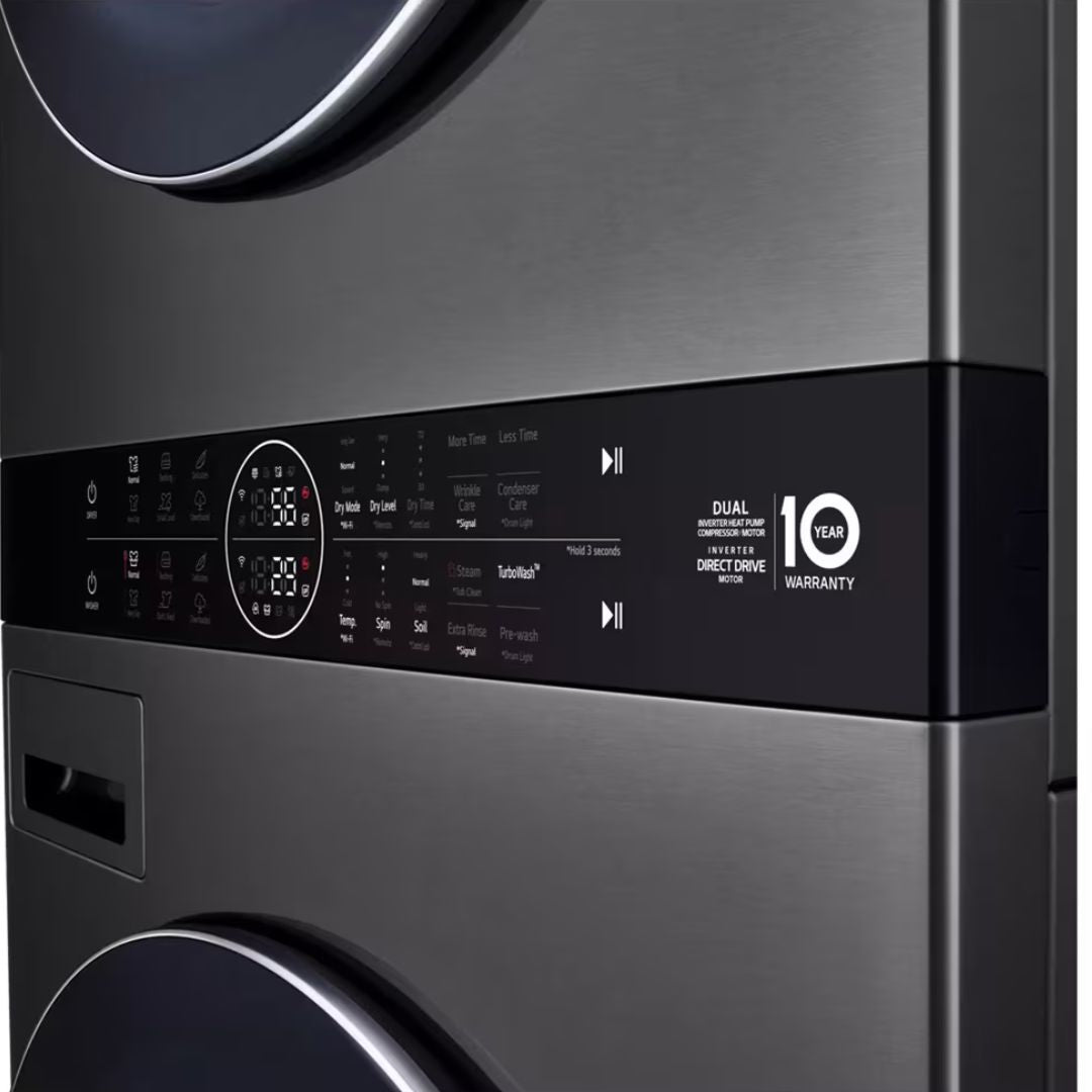 LG - 5.8 cu. Ft Washer and 7.8 cu. Ft Dryer WashTower in Black Stainless - WKHC252HBA