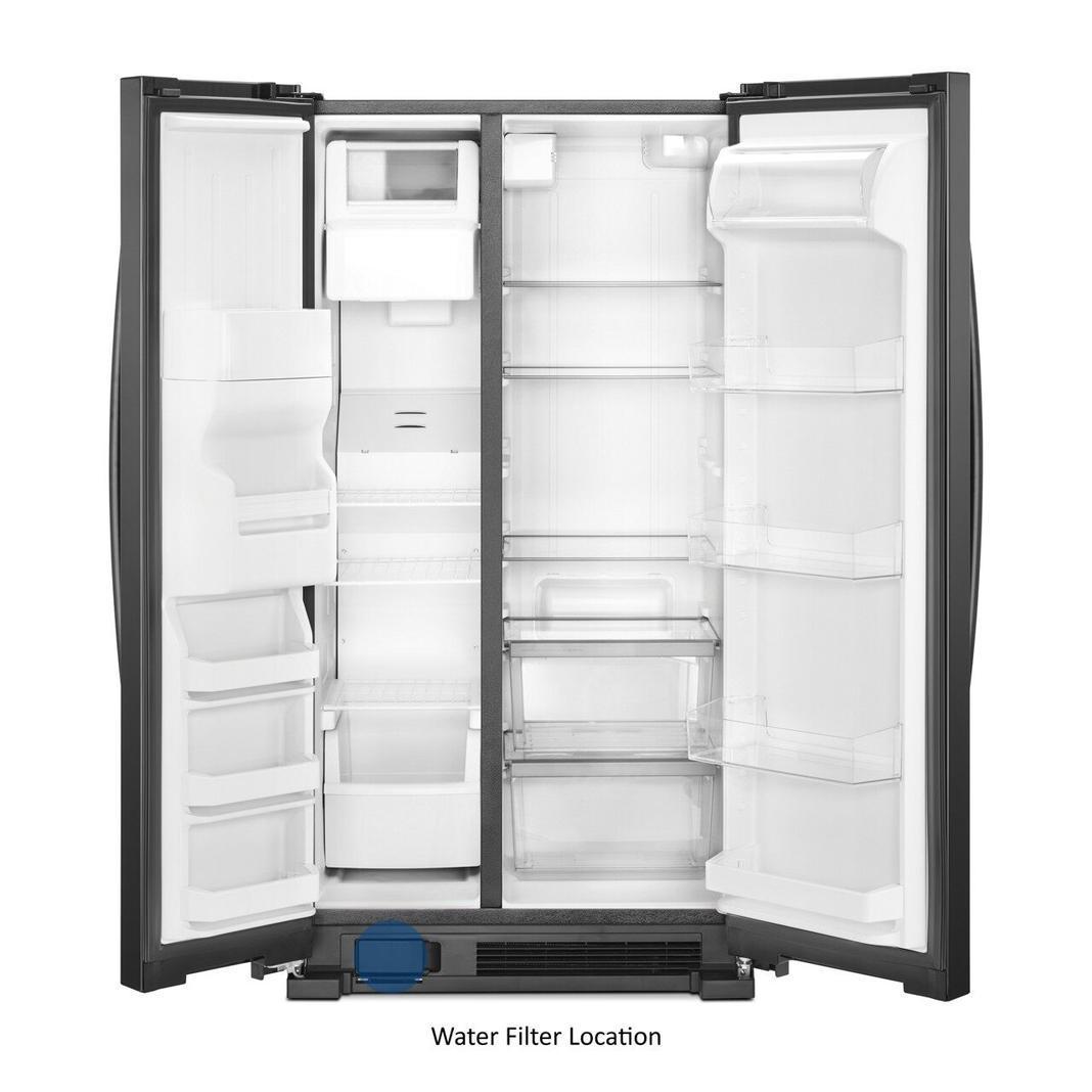 Whirlpool - 35.88 Inch 25 cu. ft Side by Side Refrigerator in Black (Open Box) - WRS335SDHB