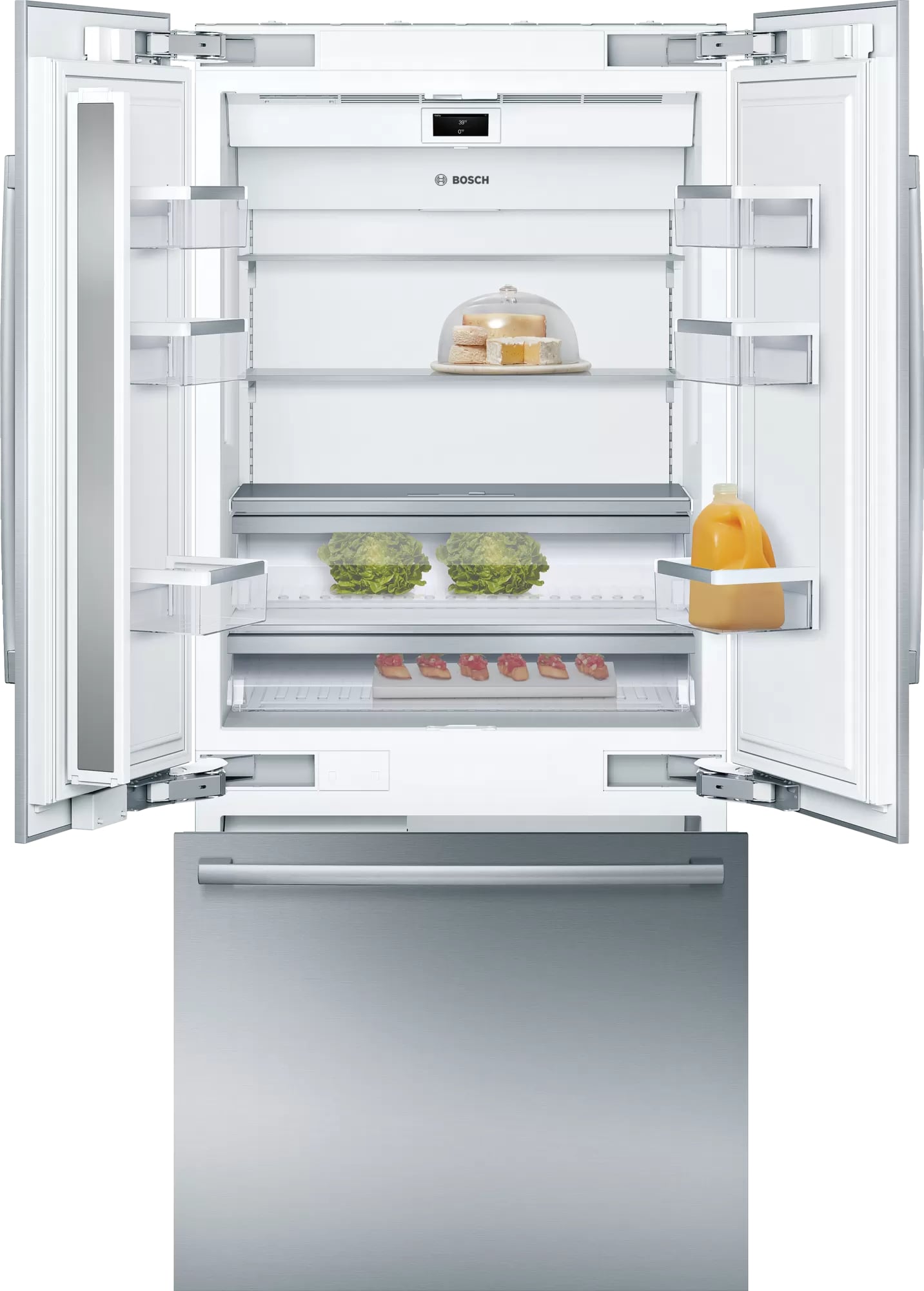 Bosch 35.75 Inch 19.4 cu. ft Built In Integrated French Door Refrigerator in Stainless B36BT935NS