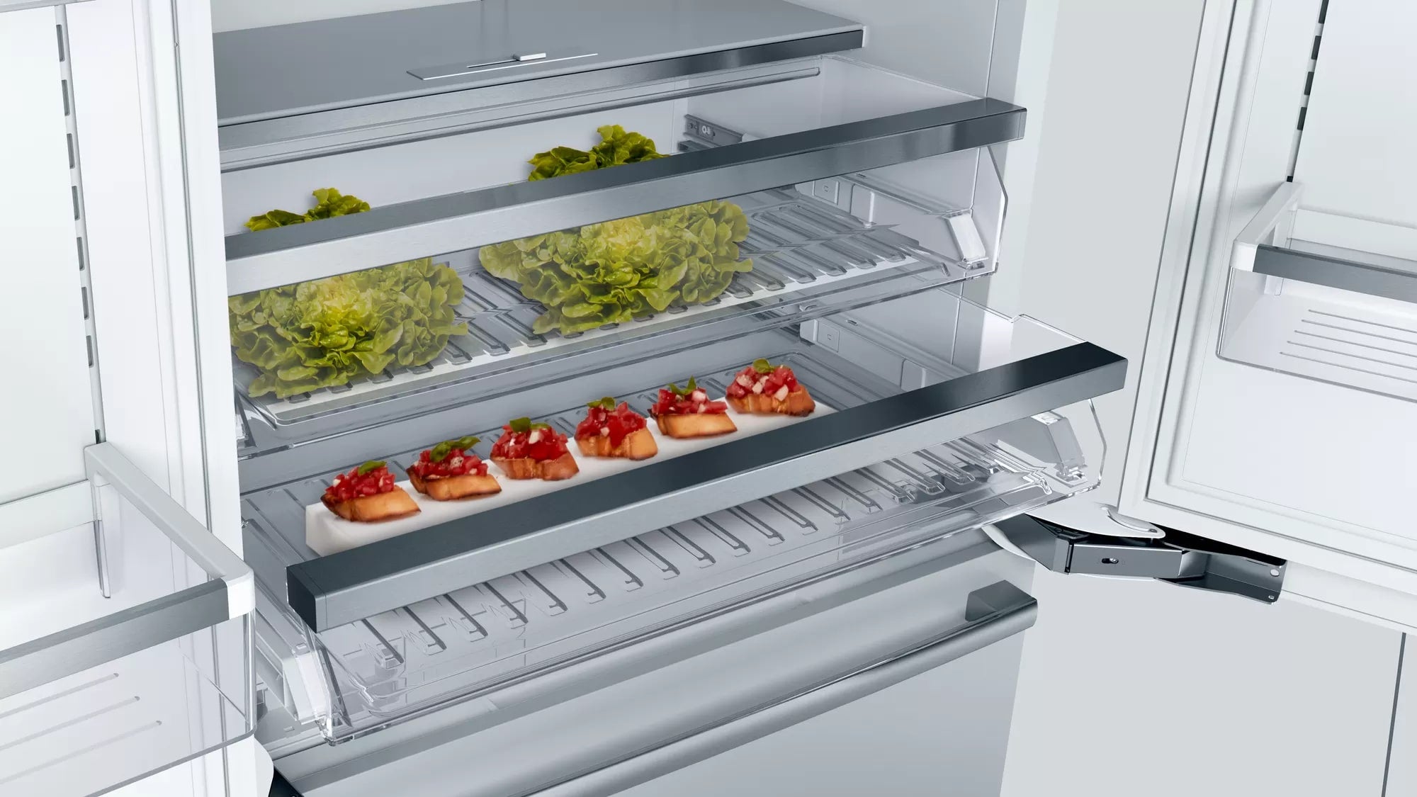 Bosch - 35.75 Inch 19.4 cu. ft Built In / Integrated French Door Refrigerator in Stainless - B36BT935NS