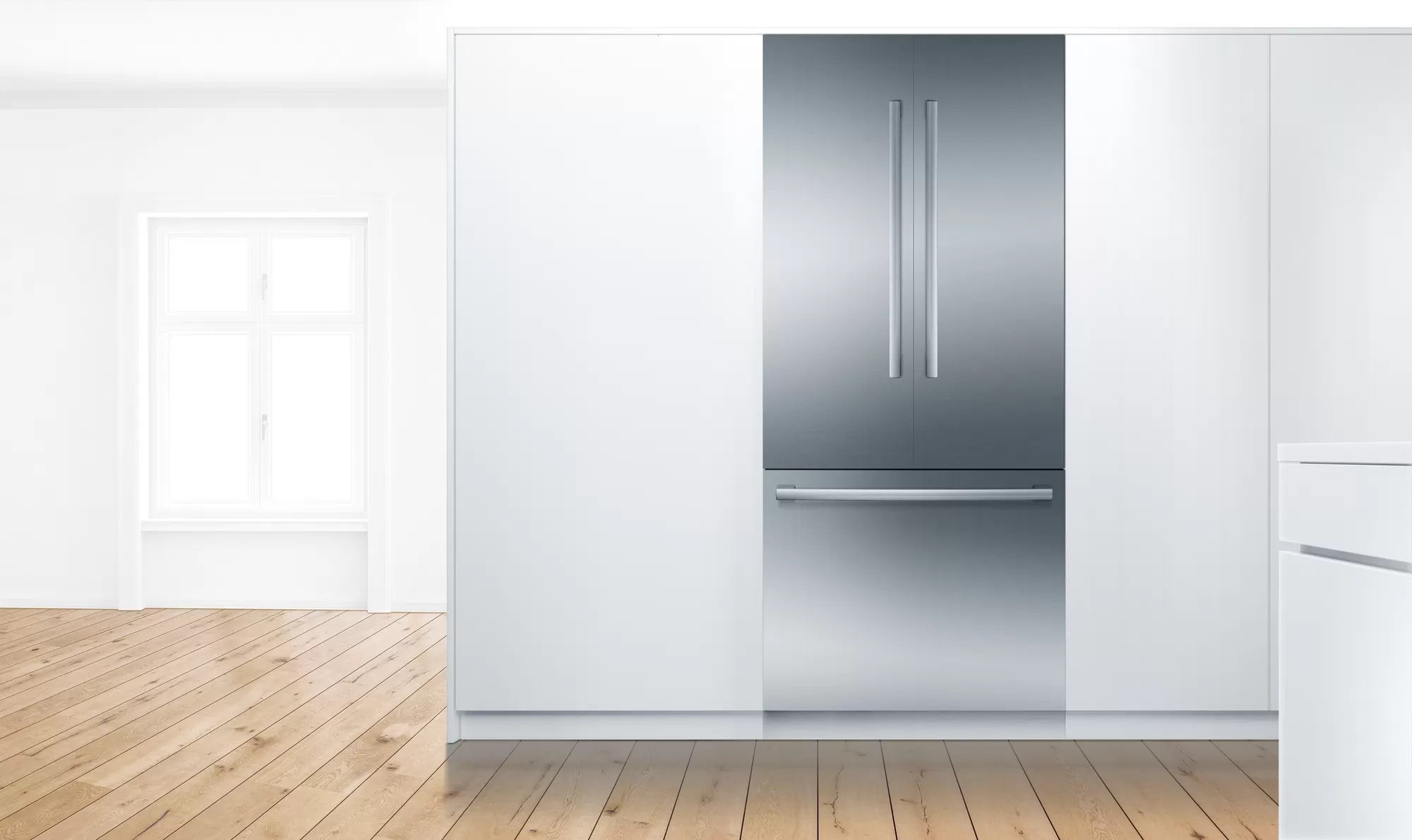 Bosch - 35.75 Inch 19.4 cu. ft Built In / Integrated French Door Refrigerator in Stainless - B36BT935NS