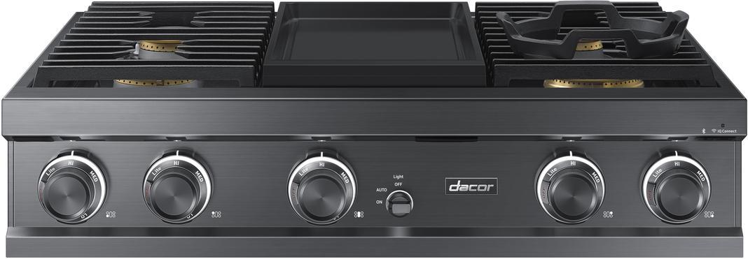 Dacor - 36 inch wide Gas Cooktop in Black Stainless - DTT36M974PM