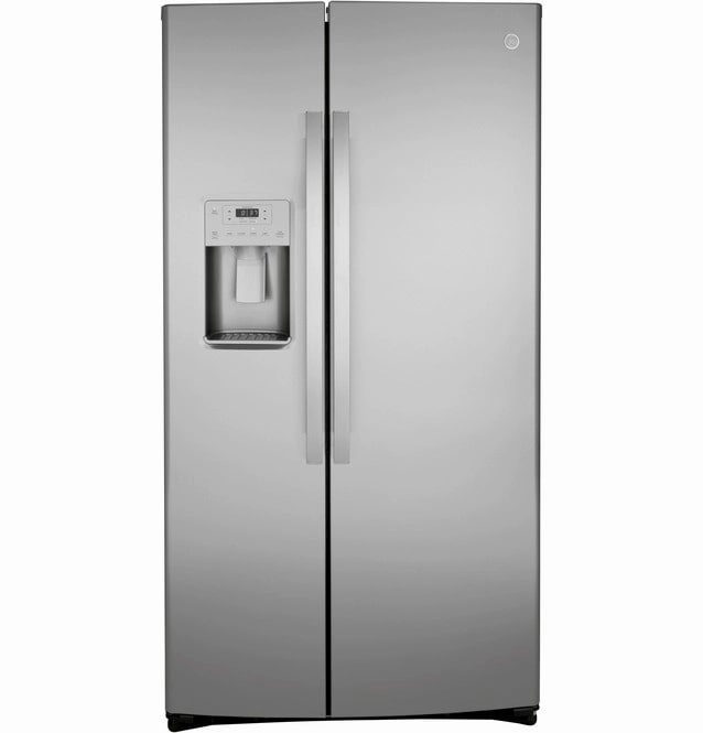 GE - 35.75 Inch 21.8 cu. ft Side by Side Refrigerator in Stainless - GZS22IYNFS