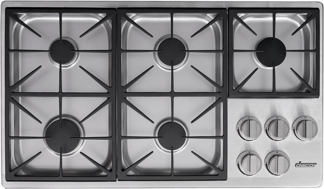 Dacor 36 Inch Wide Gas Cooktop In Stainless HDCT365GS LP   HDCT365GSLP 1 