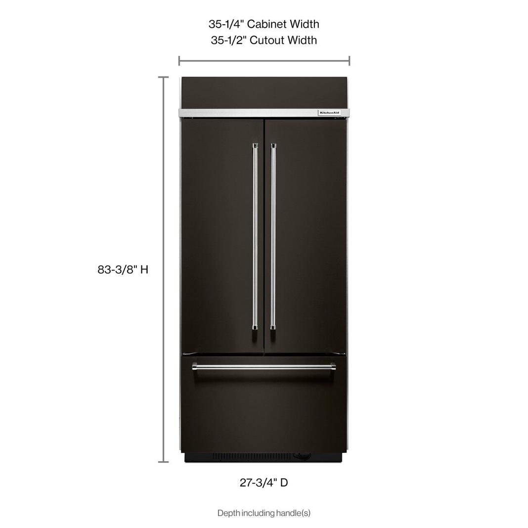 KitchenAid - 36.25 Inch 20.81 cu. ft French Door Refrigerator in Black Stainless - KBFN506EBS