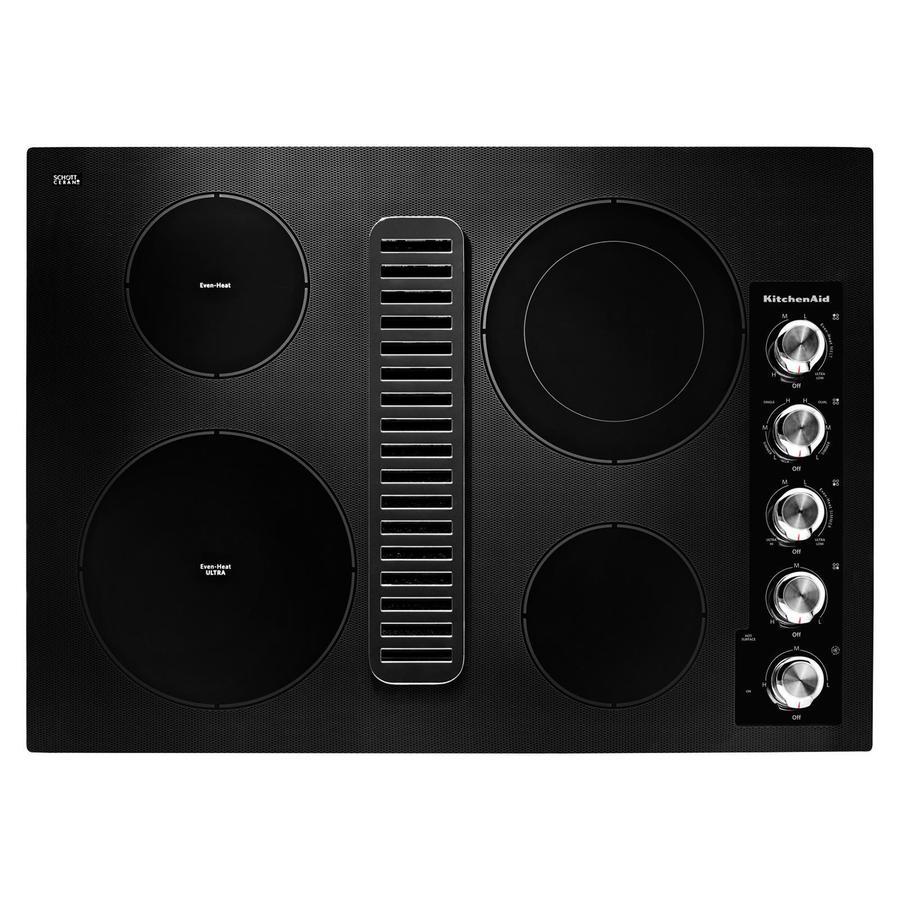 KitchenAid - 30.9 inch wide Downdraft Cooktop in Black - KCED600GBL