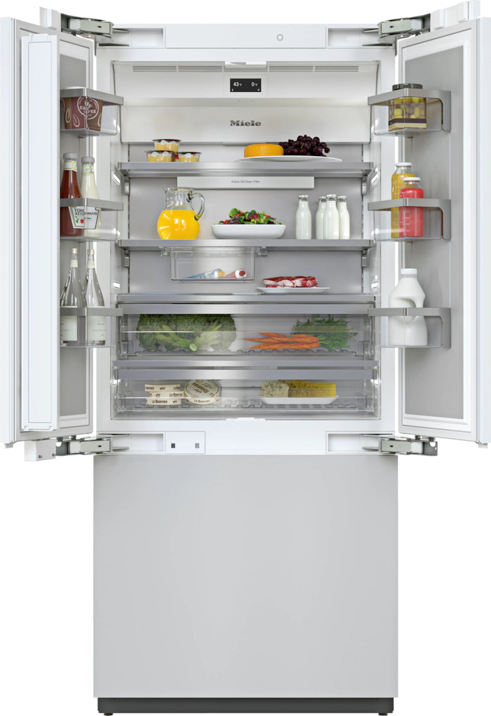 Miele - 35.75 Inch 19.42 cu. ft Built In / Integrated French Door Refrigerator in Panel Ready - KF2982VI