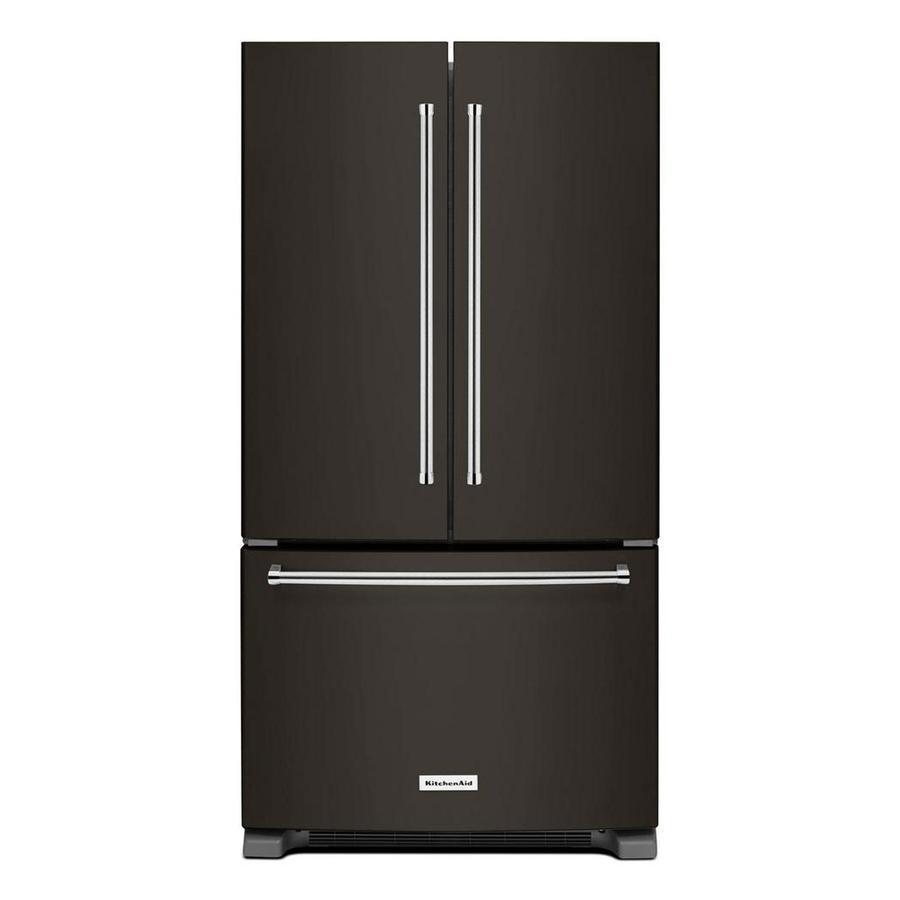 KitchenAid - 35.8 Inch 20 cu. ft French Door Refrigerator in Black Stainless - KRFC300EBS