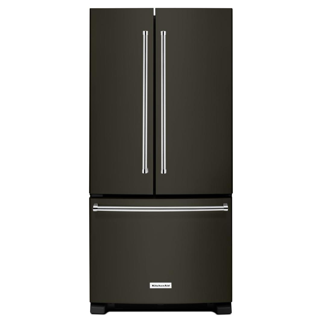 KitchenAid - 32.9 Inch 22.1 cu. ft French Door Refrigerator in Black Stainless - KRFF302EBS