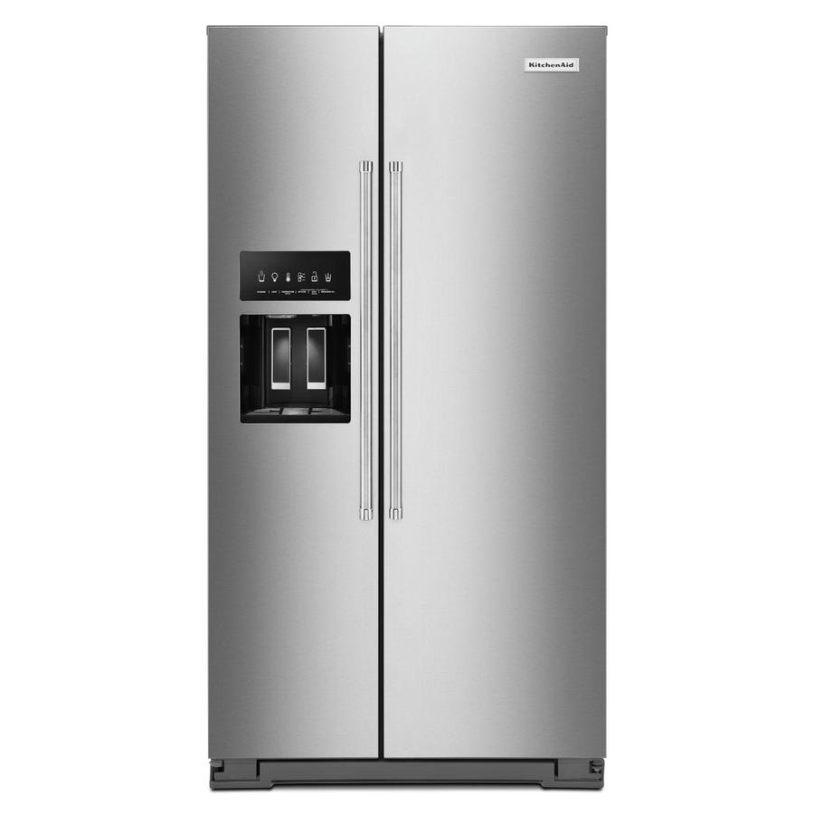 KitchenAid - 35.75 Inch 25 cu. ft Side by Side Refrigerator in Stainless - KRSF705HPS