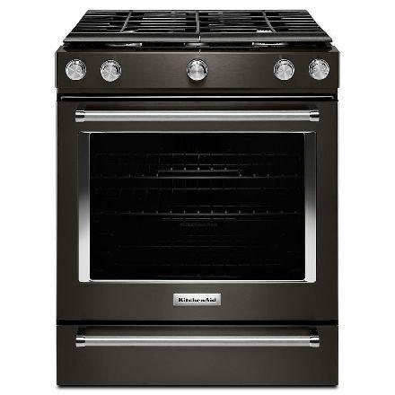 KitchenAid - 5.8 cu. ft Gas Range in Black Stainless - KSGG700EBS