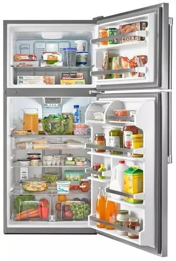 Maytag - 29.75 Inch 18.15 cu. ft Top Mount Refrigerator in Stainless - MRT318FZDM