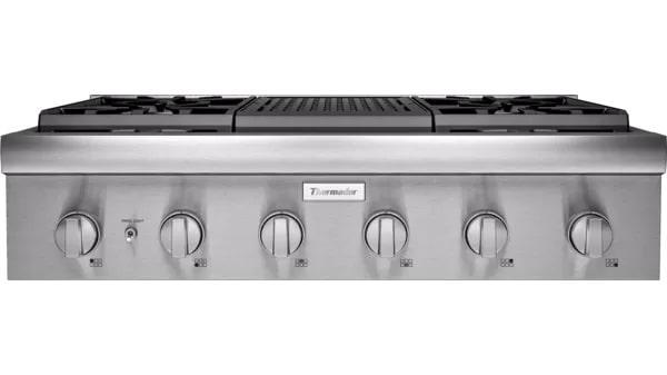 Thermador - 35.9375 inch wide Gas Cooktop in Stainless - PCG364WL