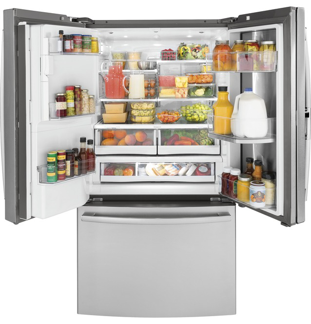 GE Profile - 35.75 Inch 22.1 cu. ft French Door Refrigerator in Stainless - PYD22KSLSS