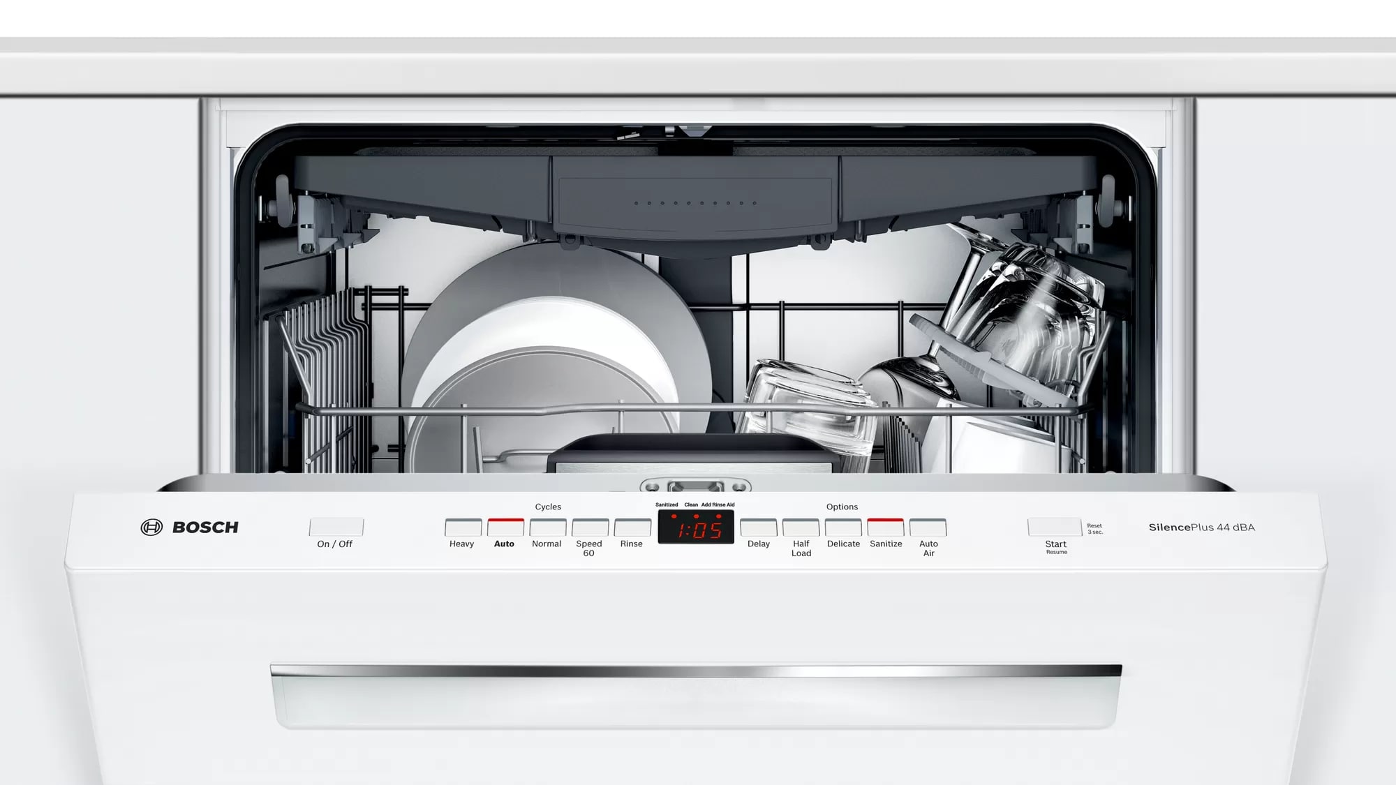 Bosch 44 dBA Built In Dishwasher in White SHPM65Z52N