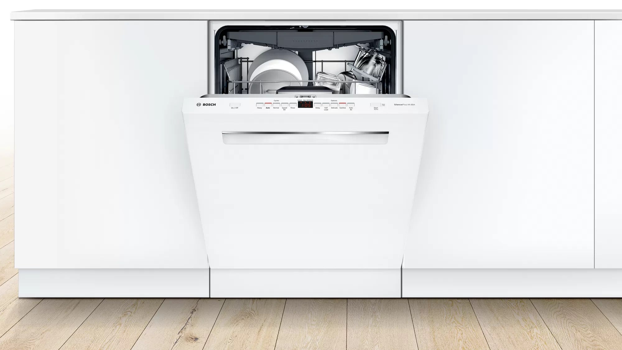 Bosch 44 dBA Built In Dishwasher in White SHPM65Z52N