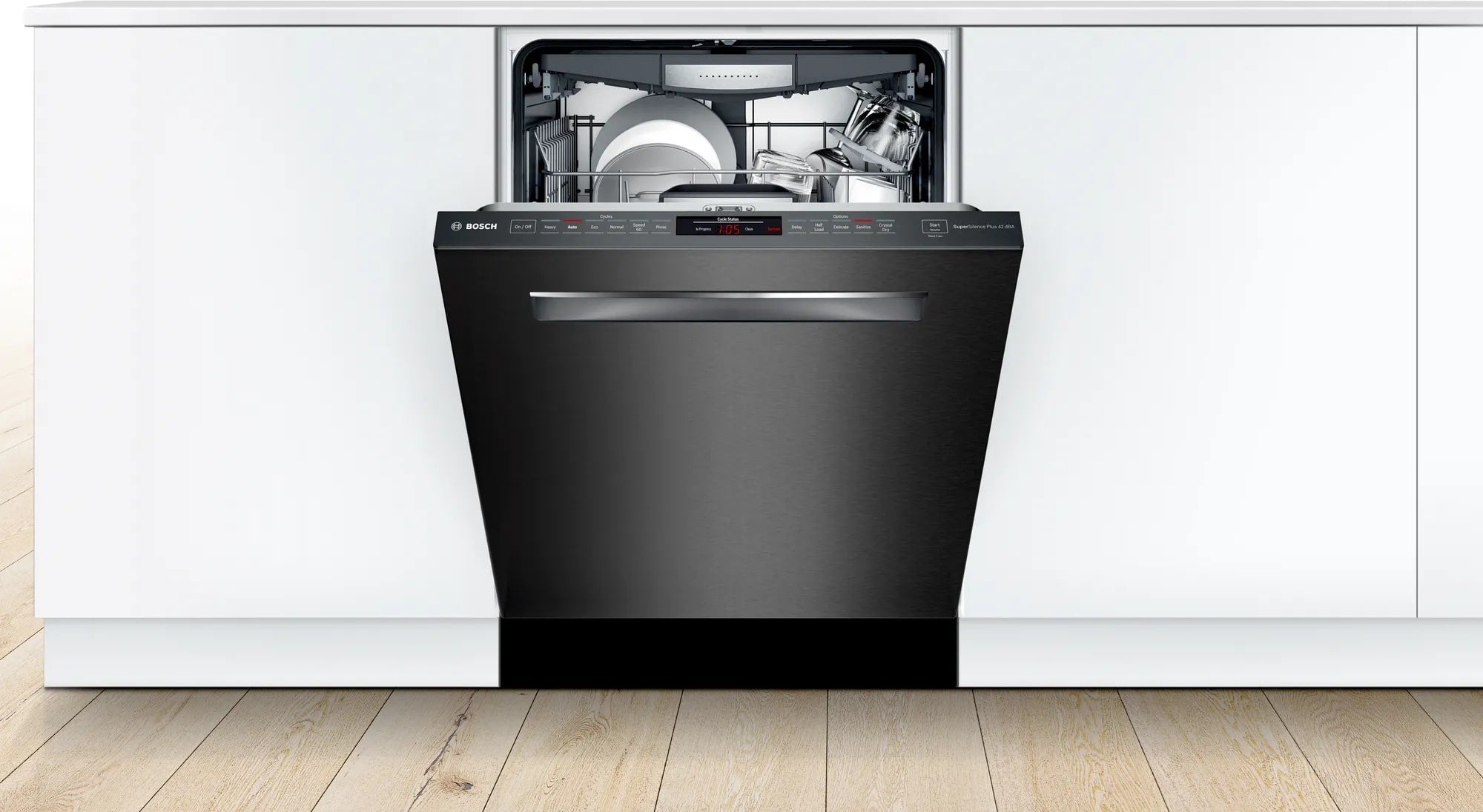 Bosch 42 dBA Built In Dishwasher in Black Stainless SHPM78Z54N