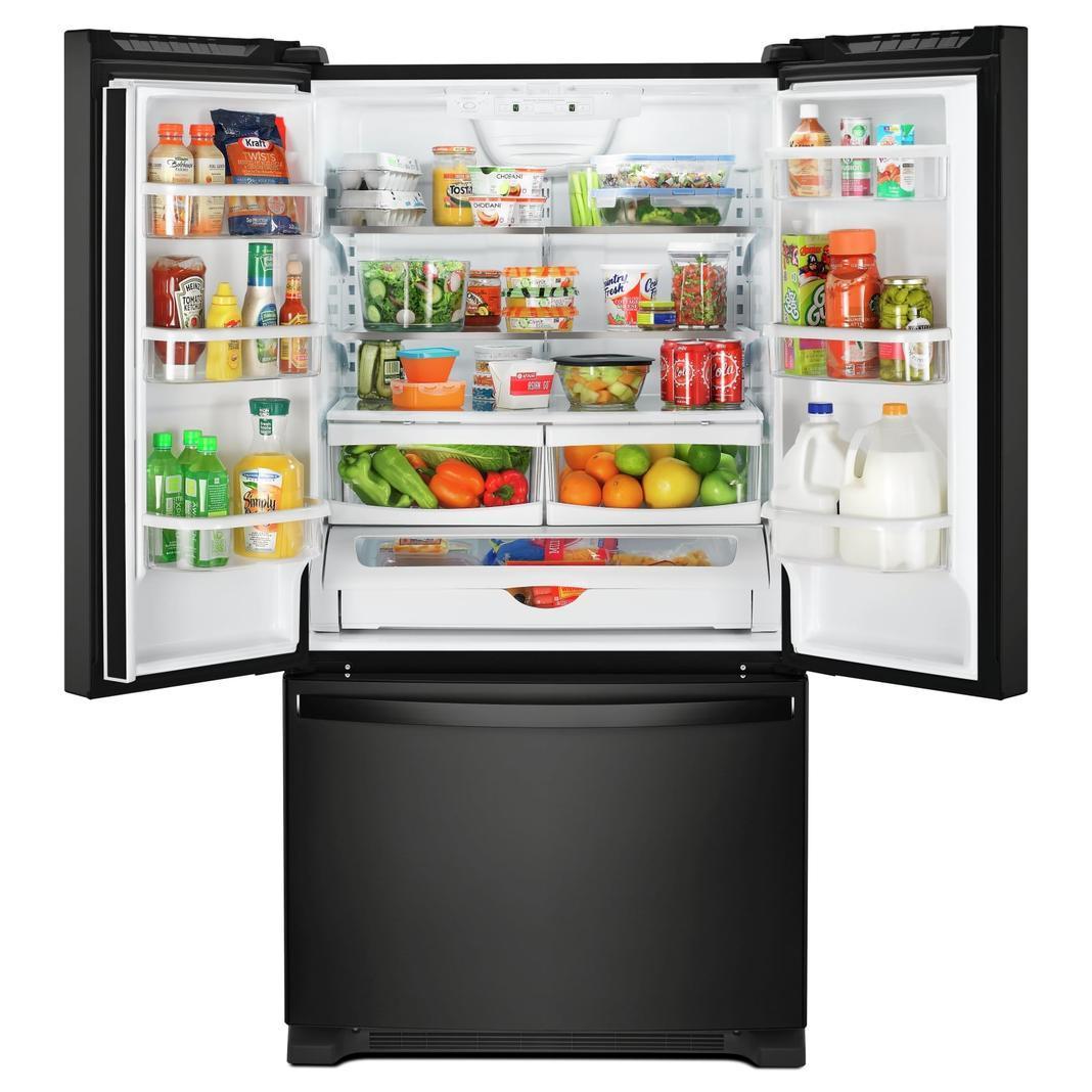 Whirlpool - 32.625 Inch 22.1 cu. ft French Door Refrigerator in Black - WRF532SMHB