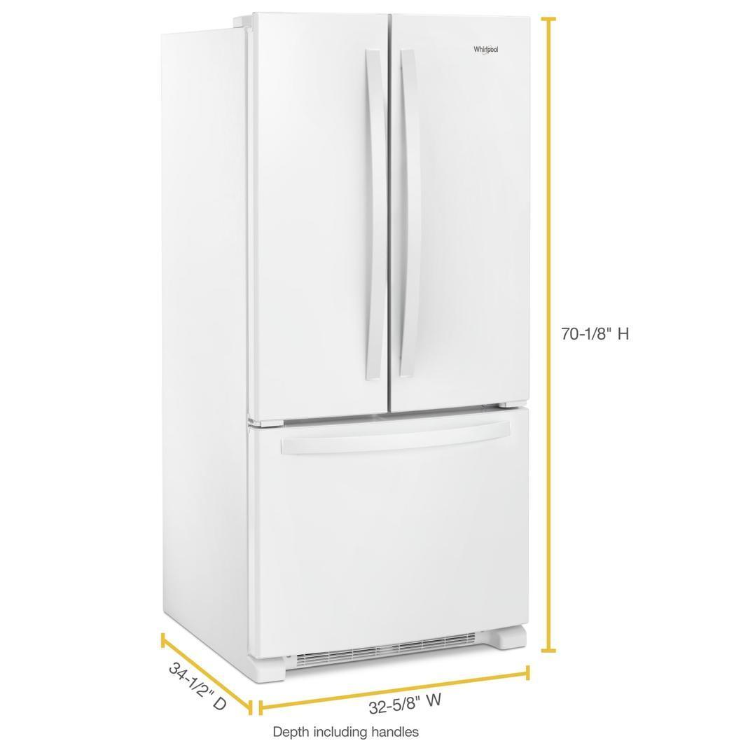 Whirlpool - 32.625 Inch 22.1 cu. ft French Door Refrigerator in White - WRF532SMHW