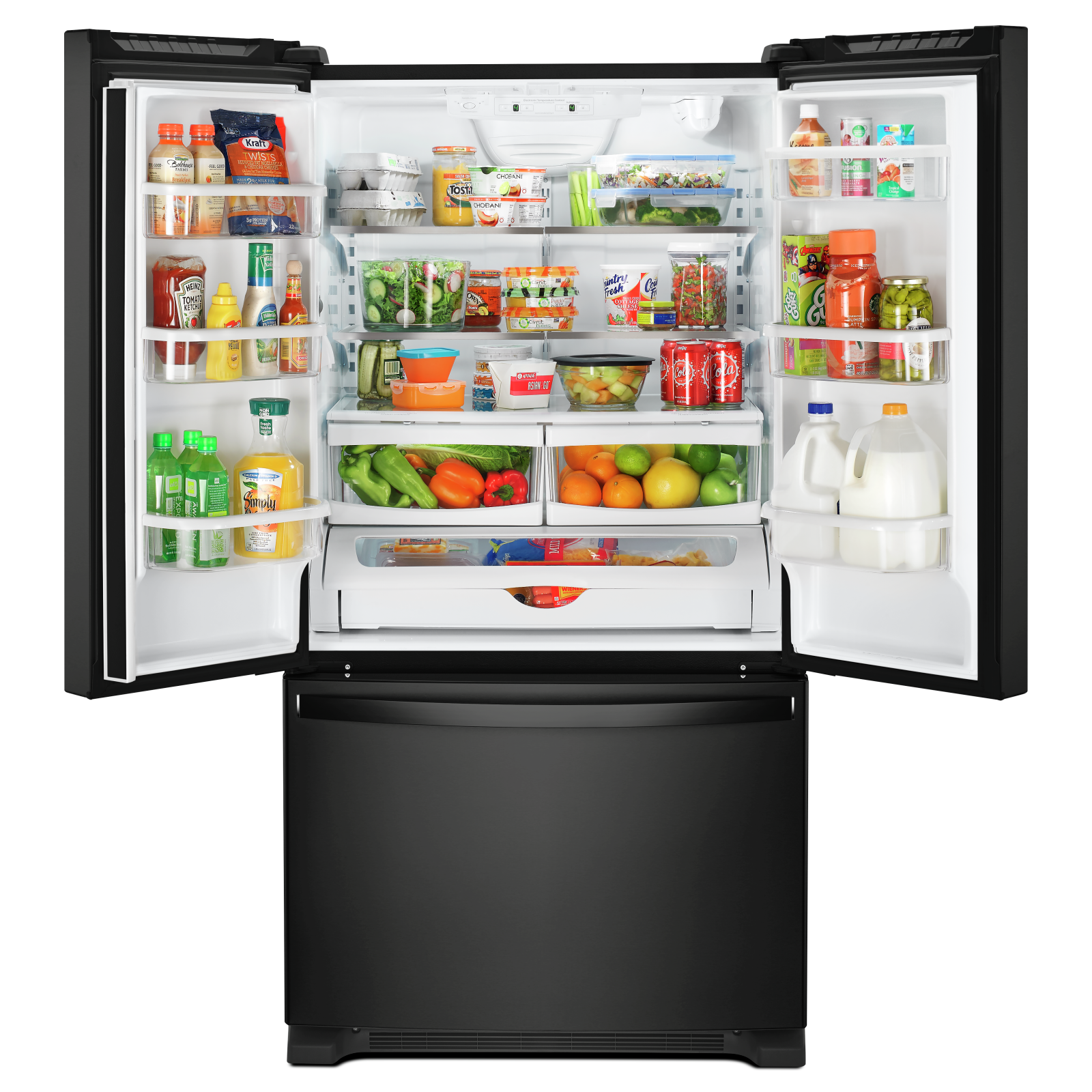 Whirlpool - 35.63 Inch 20 cu. ft French Door Refrigerator in Black - WRF540CWHB