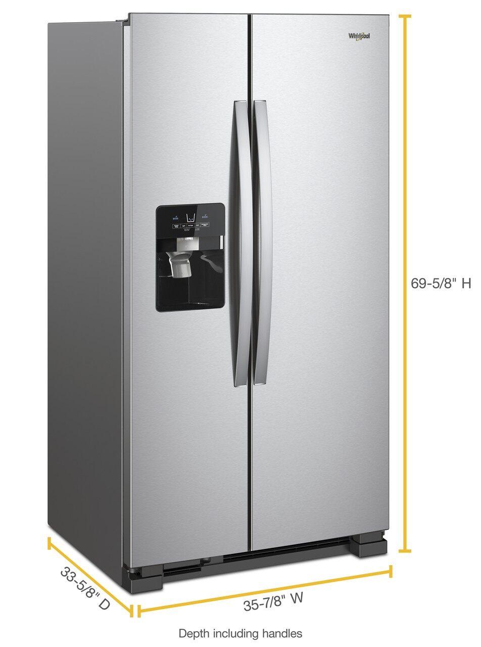 Whirlpool - 35.875 Inch 25 cu. ft Side by Side Refrigerator in Stainless - WRS335SDHM