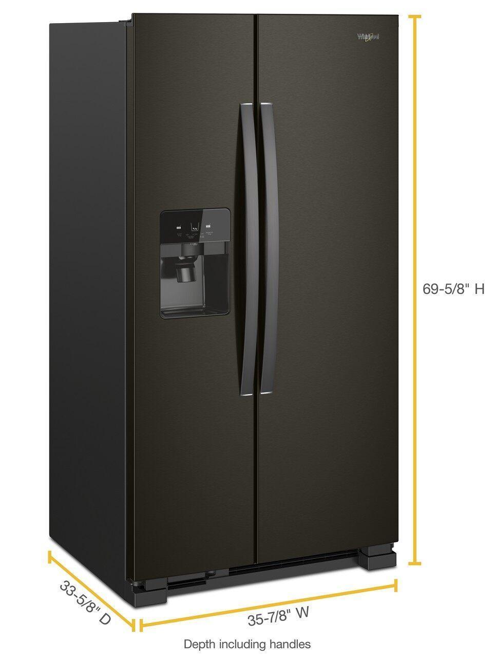 Whirlpool - 35.875 Inch 25 cu. ft Side by Side Refrigerator in Black Stainless - WRS555SIHV