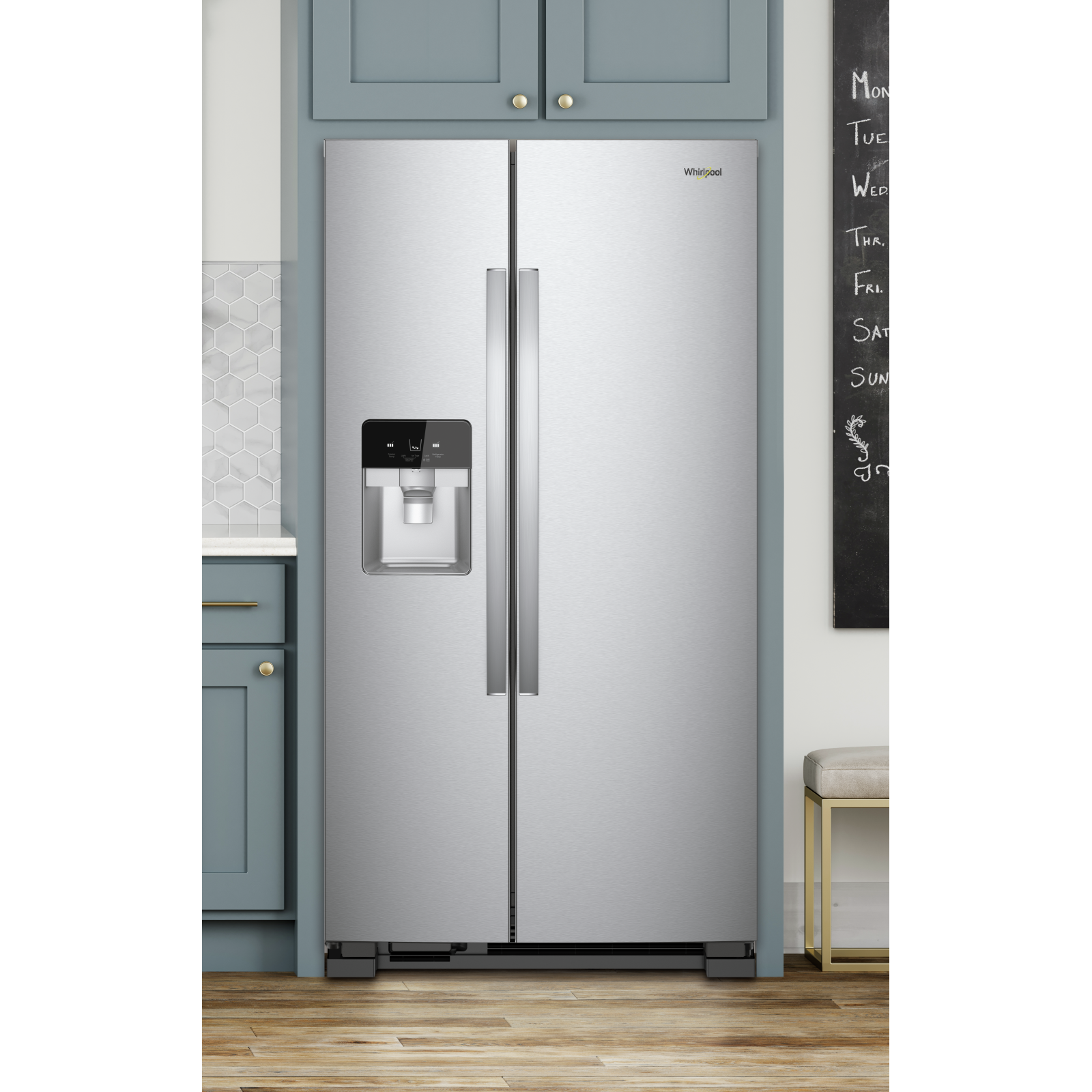 Whirlpool - 35.875 Inch 25 cu. ft Side by Side Refrigerator in Stainless - WRS555SIHZ