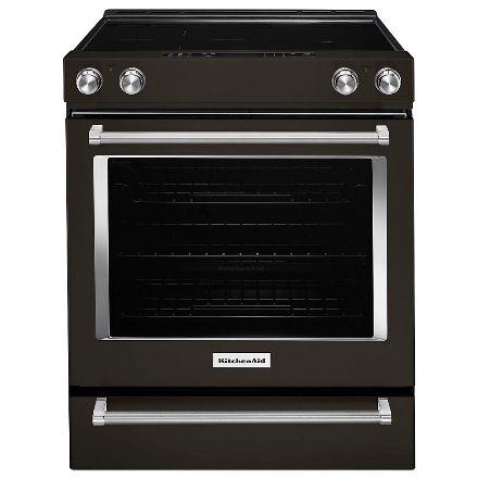 KitchenAid - 6.4 cu. ft Electric Range in Black Stainless - YKSEG700EBS